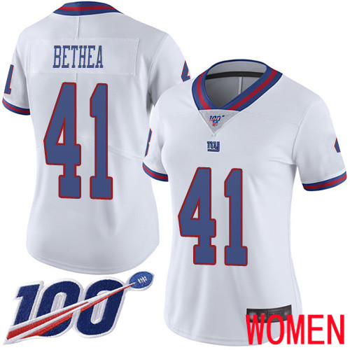 Women New York Giants #41 Antoine Bethea Limited White Rush Vapor Untouchable 100th Season Football NFL Jersey->women nfl jersey->Women Jersey